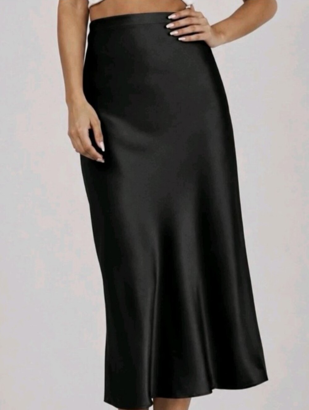 Rachel Zoe Black Satin Bias Cut Maxi Slip Skirt Size 10